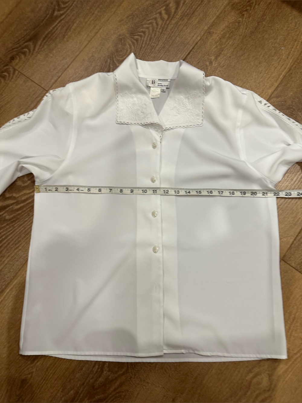 vintage breamar by Jeremy Scott button down blouse with lace cut out sleeve 12 - Picture 6 of 8